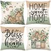 Spring New Plant Print Pillow Cover Polyester Letter Decoration Living Room Sofa Pillow Cover Cushion Cover