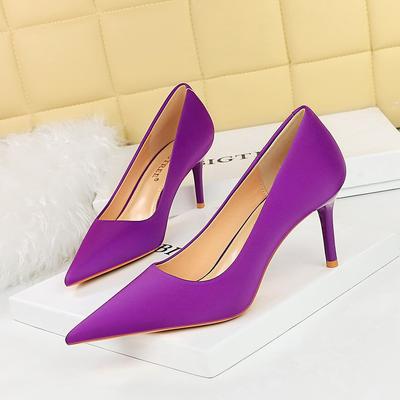 Damenmode Schmaler Absatz High Heels Flacher Mund Spitze Zehen Vielseitige Pendler Einzelschuhe