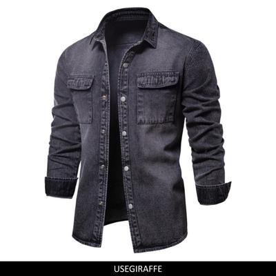Usegiraffe 100% Cotton Denim Jackets Men Casual Solid Color Pocket Thin Jacket for Men Style Spring High Quality Men Clothing
