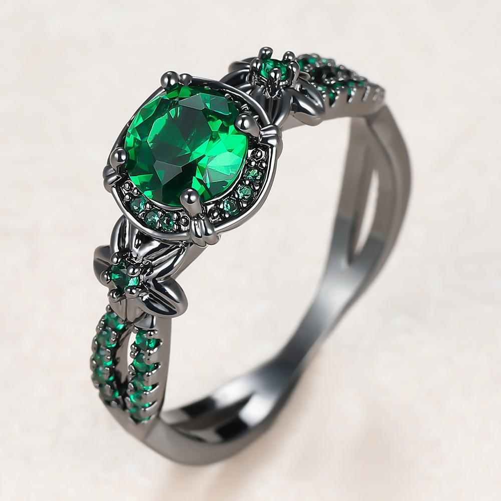 Dark Black Gold Set with Diamonds Full Set with Diamond Rings Ring Set with Rings