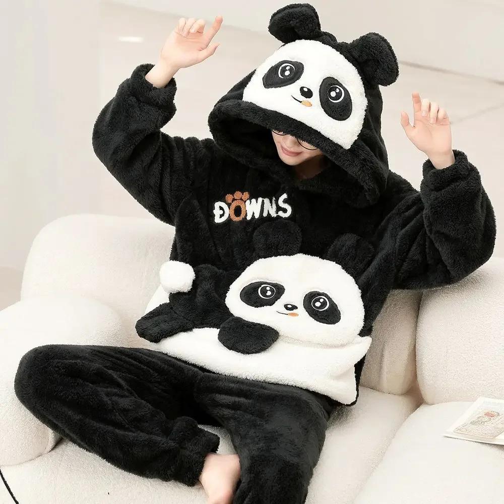 Herbst Winter Homewear Coral Fleece Herren Pyjamas Dickes Fell Flanell Cartoon Männliche Loungewear Sets Plus-Size Loungewear Anzug Pyjamas