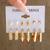 New Gold Color Big Circle Hoop Earring Set for Women Fashion Bohemia Vintage Pearl Earring Heart Zircon Ear Studs Jewelry Gifts