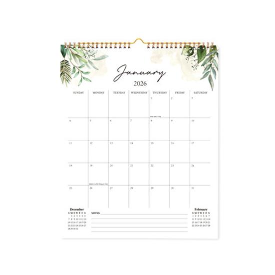 2026 Floral Wall Calendar Monthly Overview Thick Paper Calendar European American Style 12 Month Planner for Home Office School
