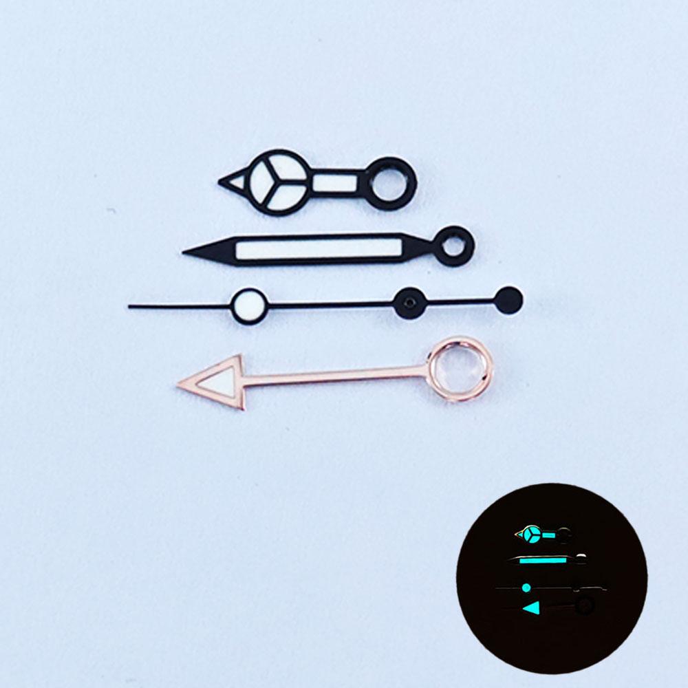 GMT NH34 Watch Hands Black 4Pins Fit NH34A Movement Blue Green Luminous Pointers Gmt-Needles Mod for Seiko Mod Parts