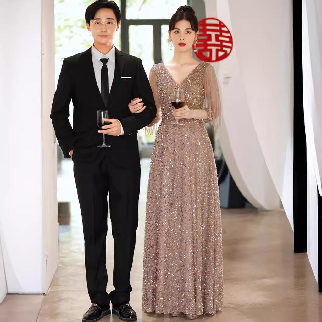 Dinner Party Small Evening Dress Women's Annual Meeting Host 1011 New Summer Engagement Toast Bridal Dress