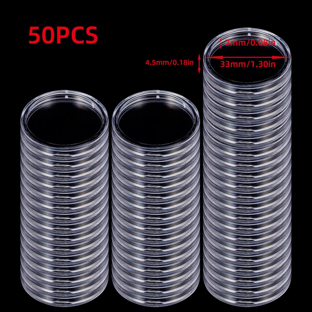 10/50/100Pcs 19-33mm Transparent Coin Cases Holder Coin Collecting Box Case Coins Storage Capsules Protection Boxes Container