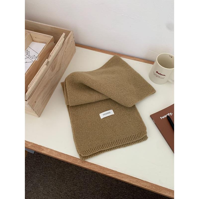 Scarf Women's Winter Solid Color Soft and Waxy Versatile Korean Couple Fashion Student Knitted Warm Scarf Korean Knitted