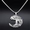Witch Pentagram Tree Of Life Crescent Moon Necklace Stainless Steel Amulet Protection Star Goddess Necklaces Jewelry collier