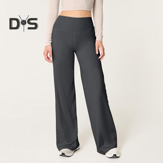 Dámské rozšířené kalhoty s elastickým vysokým pasem, jednobarevné rovné kalhoty, jednobarevné rovné kalhoty na jógu s kontrolou bříška