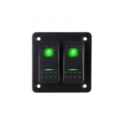 2 Gang Rocker Switch Panel 12?24V Green LED Universal for Car Bus Truck Boat Sweeper Sprinkler
