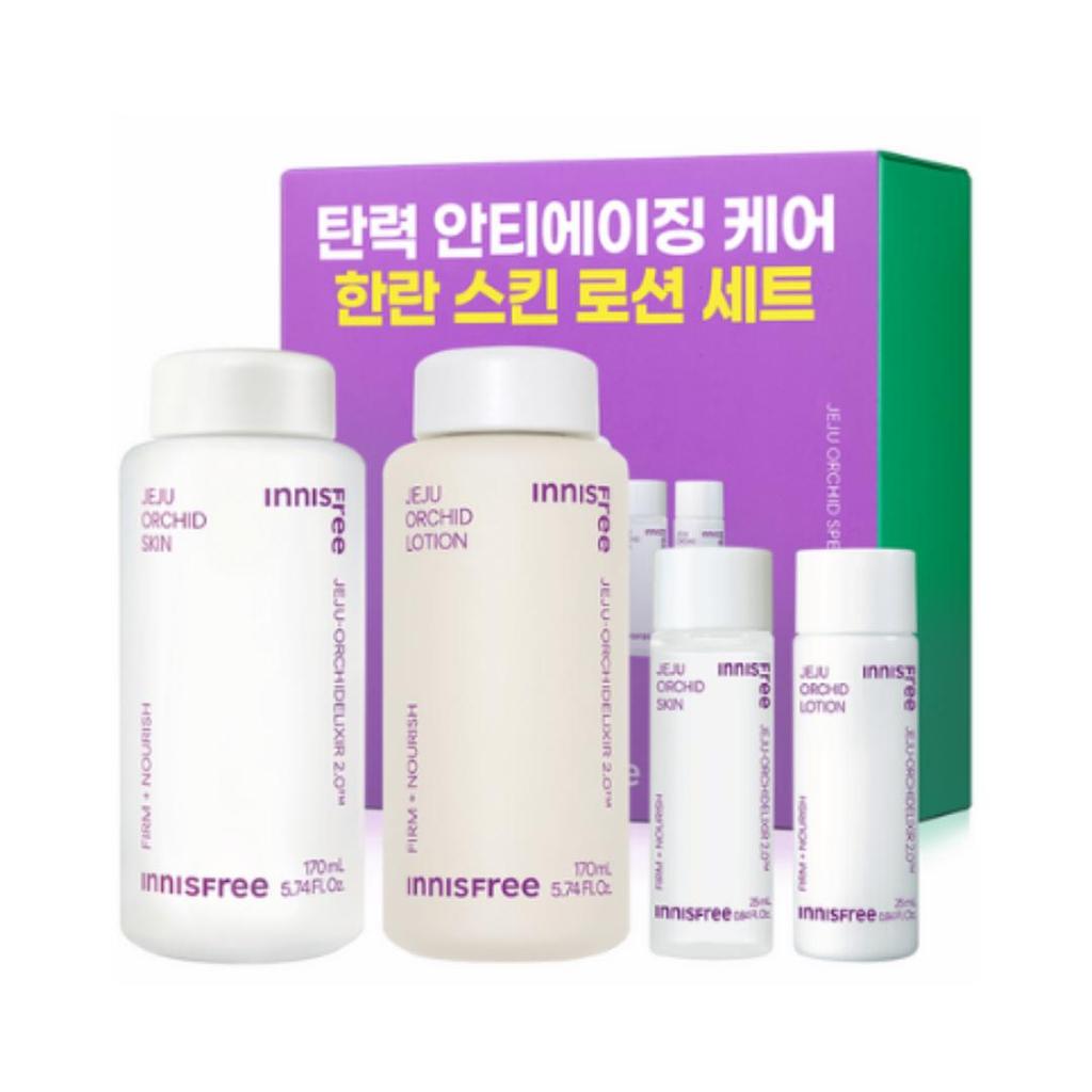 Innisfree Orchid (Hanran) Skin & Lotion Set — Skin 170 Ml + Skin 25 Ml, Lotion 170 Ml + Lotion 25 Ml
