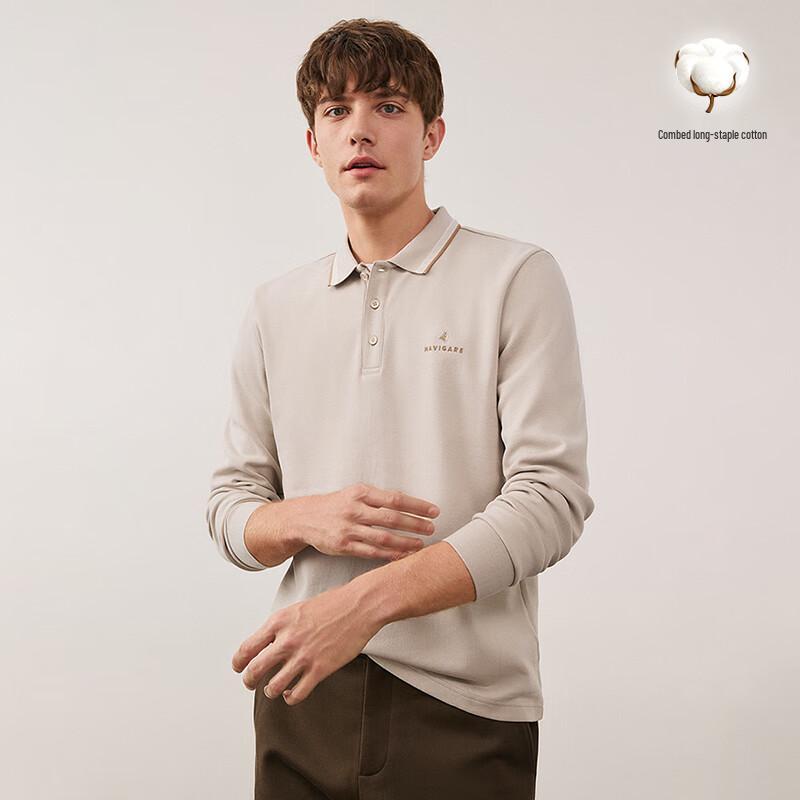 Navigare Men's Skin-Friendly Long-Sleeve Polo Shirt