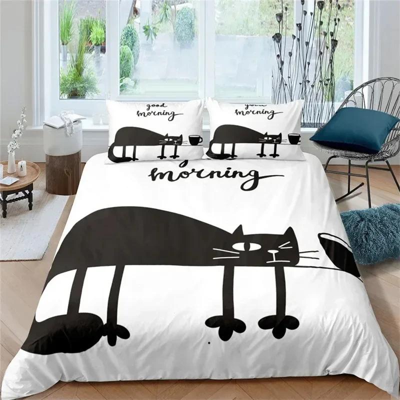 Cartoon Cat Dogs Toddler Comfortable Duvet Quilt Cover Pillowcase Bedding Set Children Bedroom Decoration Home Textile