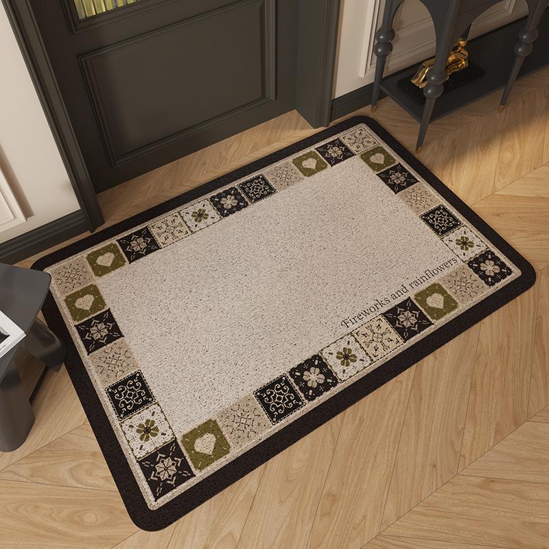 French Entry Door Floor Mat, Dirt-Resistant Leave-In Pvc Silk Ring Floor Mat Can Be Cut, And Foot Pads In Household Shoe Changing Area Can Be