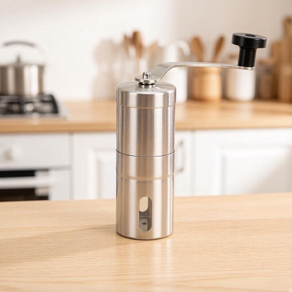 Portable Stainless Steel Hand-Crank Coffee Grinder