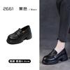 Versatile British platform loafers leather heightening solid color one-pedal small leather shoes Velcro jk single shoes