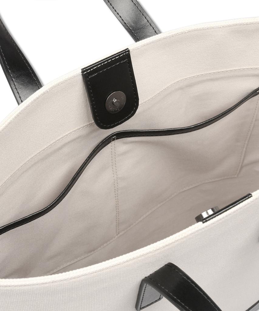 Doffjason Cowhide Canvas Chain Tote Bag Ivory