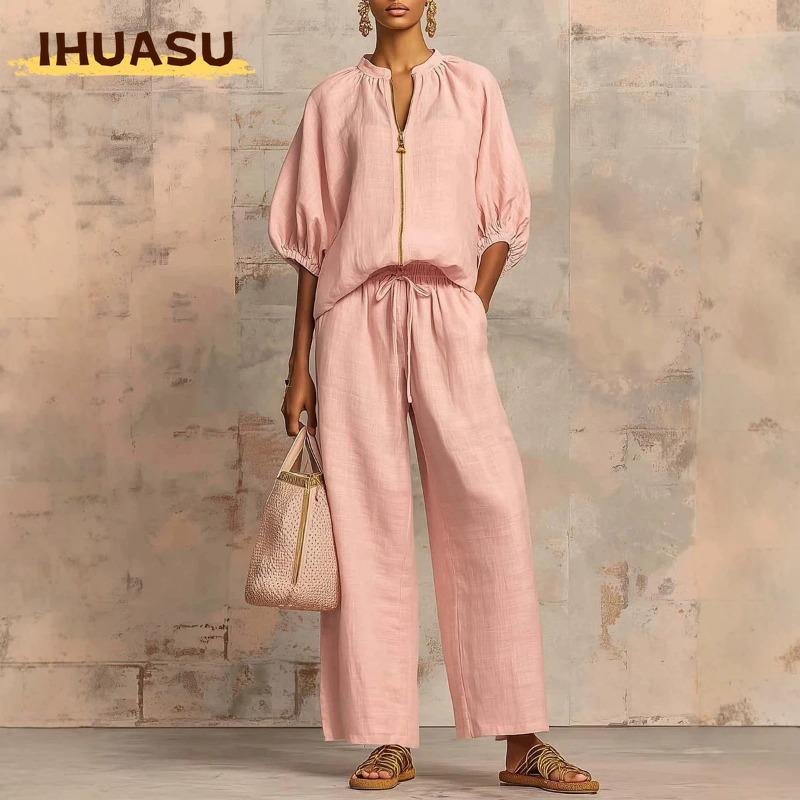 IHUASU Women's Fashion Casual 3/4 Sleeves Pants Suits