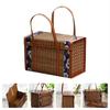 Folding Bamboo Woven Fruit Basket Handheld Handle Fruit Shopping Food Basket Picnic Food Storage Basket For Outdoor