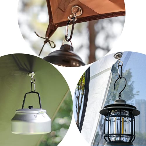FINGOOO Magnetic Lantern Hooks for Camping, 5 Super Strong Magnets with Carabiner, Multifunctional for Tents, LED Lanterns, Hangburger, and Asomatas