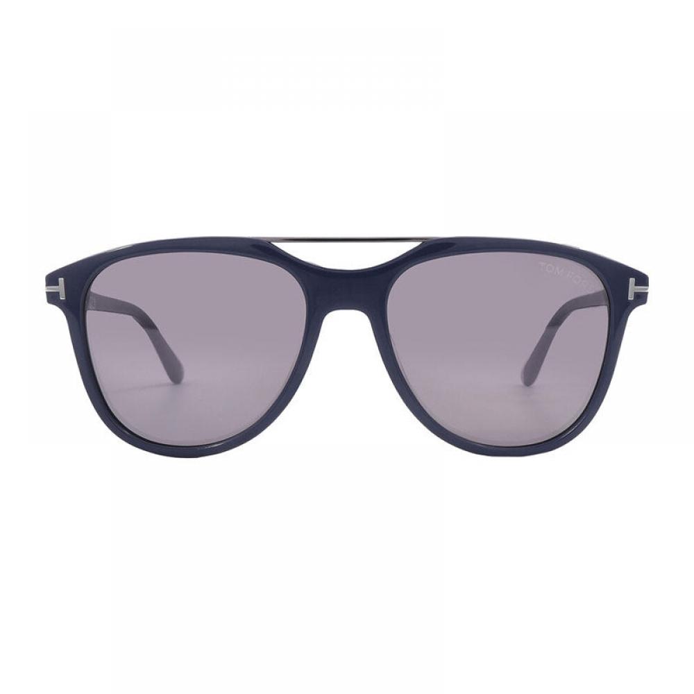 Tom Ford Sunglasses Aviator Full Rim  Black Havana Frame And Smoke Lens Ft109805a Blue