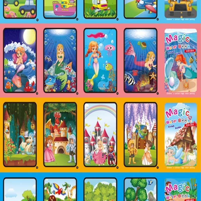 1 Libro+1 Penna Libro da Colorare Riutilizzabile Libro da Dipingere con l'Acqua Sensoriale Educazione Precoce Puzzle Giocattoli da Disegno