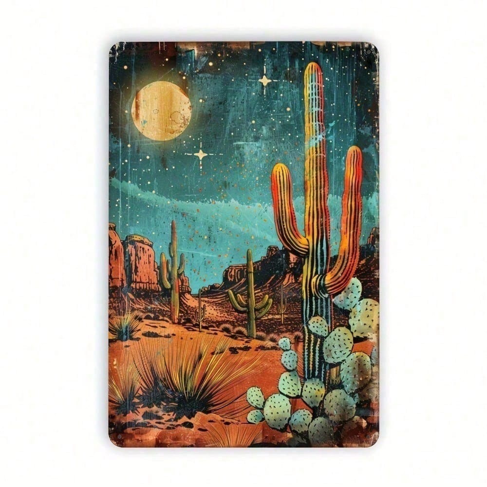 

Vintage Cactus Metal Sign 8x12 Inch Retro Desert Wall Art Home Bar Garage Decor разноцветный