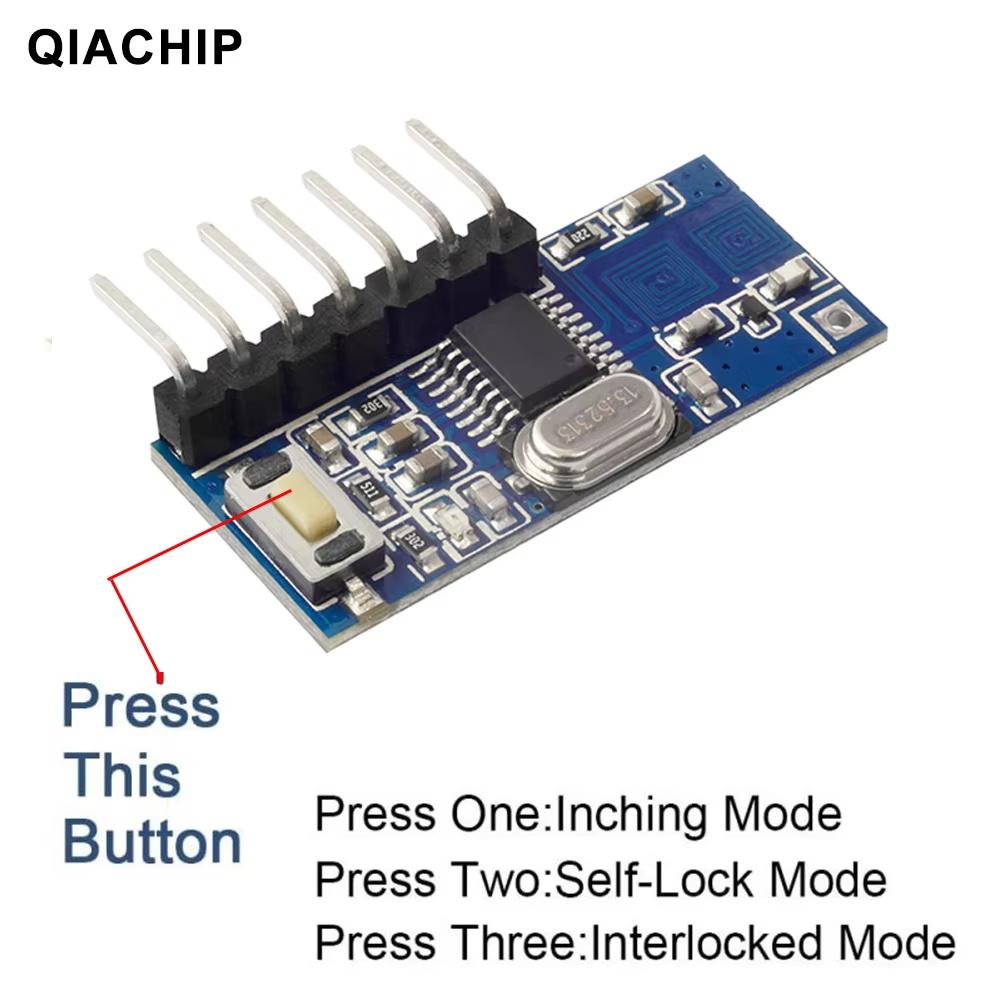 QIACHIP RX480E 433 MHz RF Relais Empfänger Modul Kabellos 4-Kanal Ausgang Mit Lernknopf und RF Fernbedienungen Sender DIY