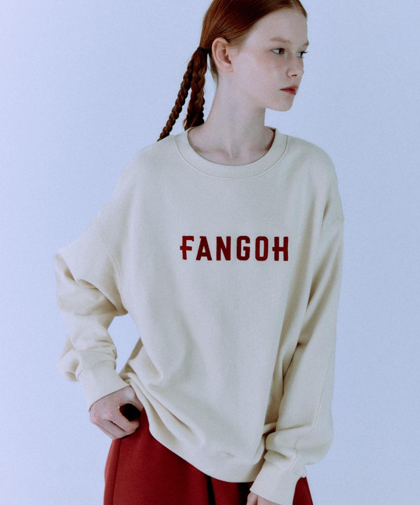 FANGOH F-Logo Embroidered Crewneck Sweatshirt Cream