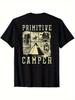 1pc Primitive Camper T-Shirt for Men & Boys - Outdoor Survival & Camping Graphic Design, Soft Comfor