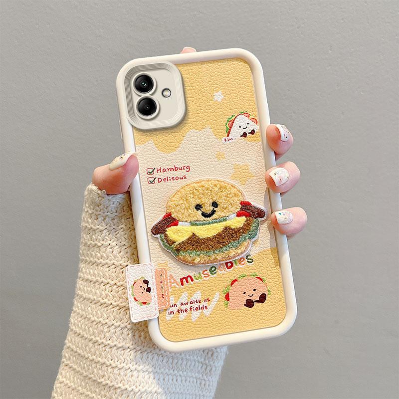 KEYSION Cartoon Cute Plush Embroidery Case for Samsung A07 4G with Lanyard Silicone Shockproof Phone Cover for Galaxy A07