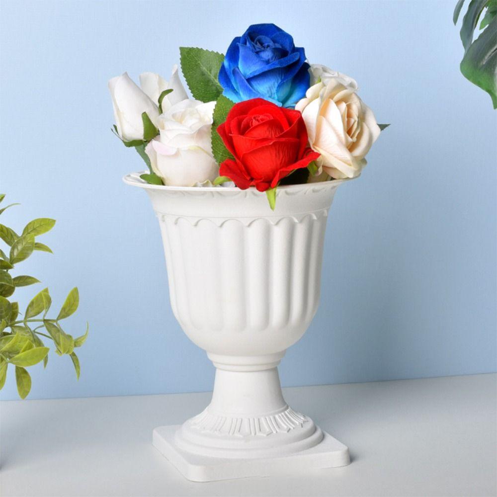 2pcs Wedding Pedestal Style Plastic Containers Flowerpot Roman Flower Vase  Flower Arrangement