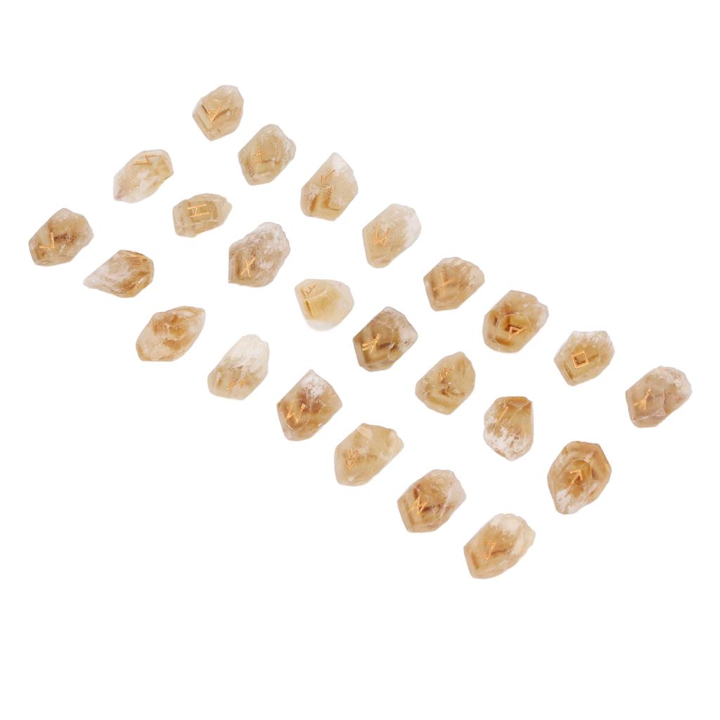 25 Pcs Rune Stone Irregular Crystal Engraved Rune Stone Set for Home Decoration Board Game