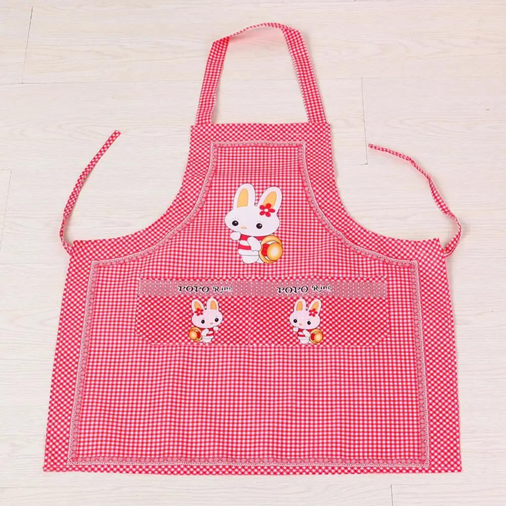 Rabbit With Double Pocket Sleeveless Hang Neck Kitchen Supplies Cooking Apron Household Cleaning Aprons For Adults Lady Women