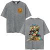 Anime JoJo Bizarre Adventure STEEL BALL RUN Gyro Zeppeli Vintage Lavaggio Acido Maglietta Uomo Cotone Casual Maniche Corte Maglietta