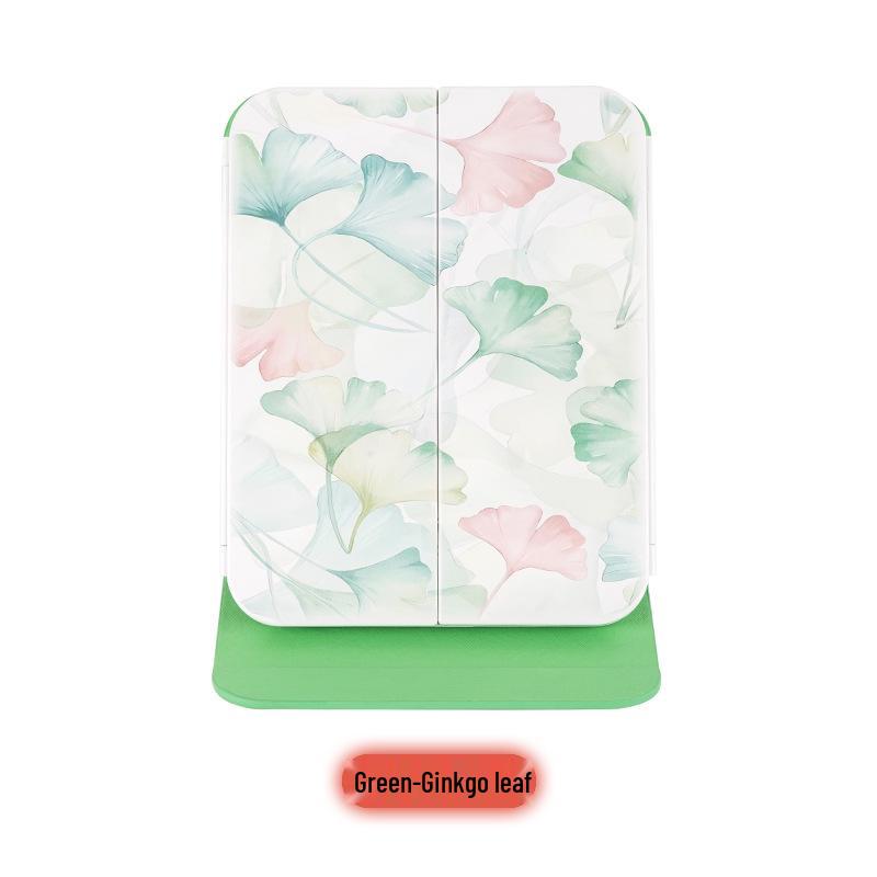 Folding LED Makeup Mirror with Light and Fill Light, Three-Fold Desktop Dressing Mirror