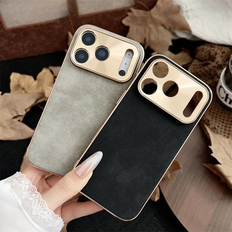 IPhone 17 Air 16 E 15 14 Plus 13 12 11 Pro Max Silicone Shockproof Anti-Fingerprints CoverPlating Matte Leather Phone Case