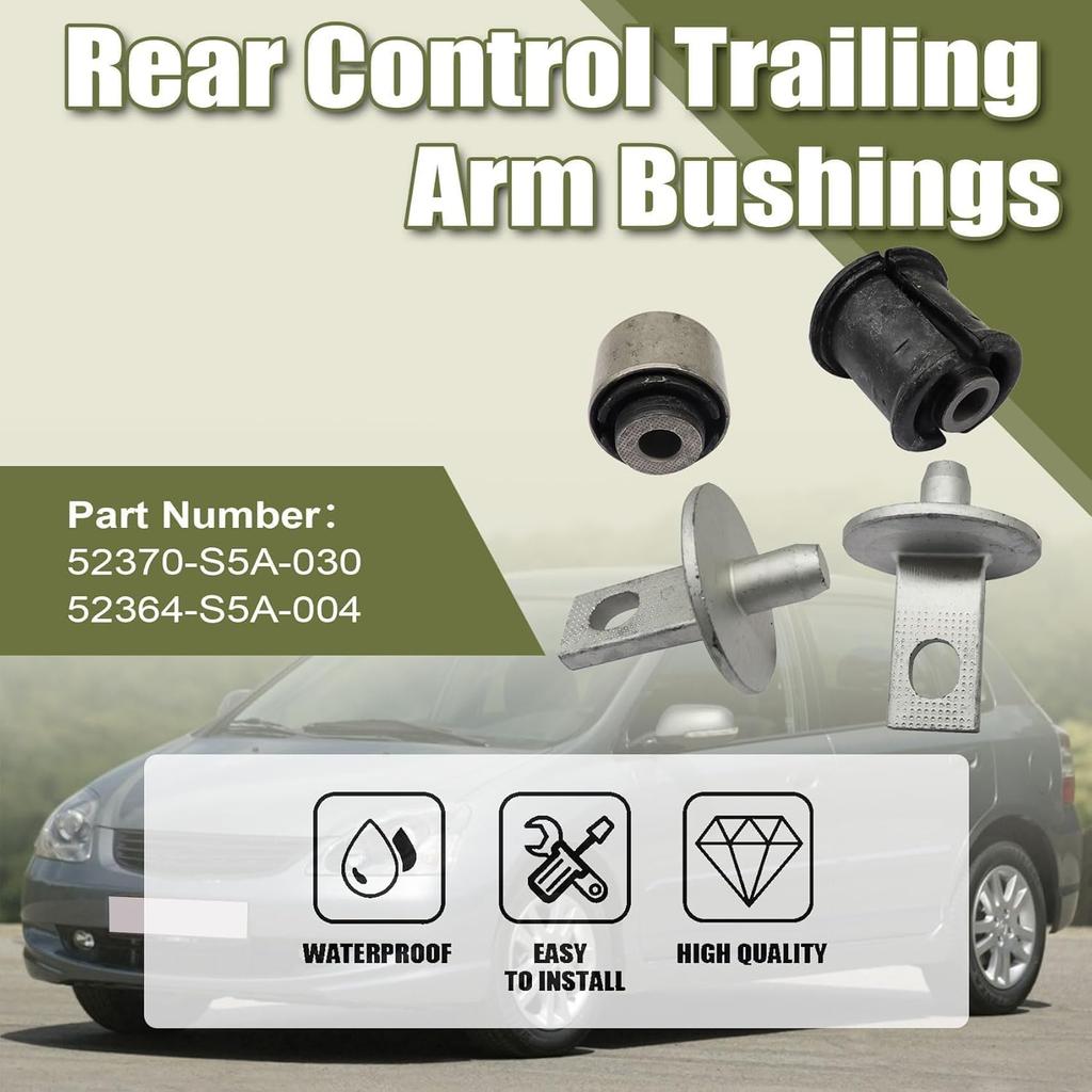 Priprilod Rear Control Trailing Arm Bushings,Compatible With Honda Civic 2001-2005,CR-V 2002-2006,Element 2003-2011# 52370-S5A-030 52364-S5A-004