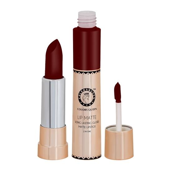 Colors Queen 2 in 1 Matte Lipstick | Lip Matte | Long Lasting Gloss, Waterproof, Non Transferable | (27 - Onion)