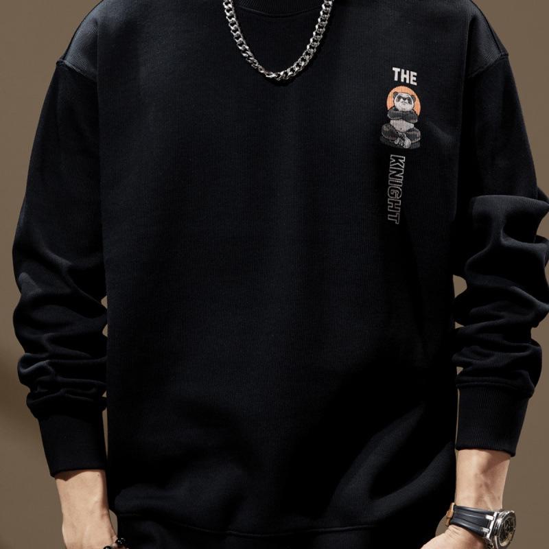 Sudadera de Otoño para Hombre con Estampado de Panda, Cuello Redondo, Corte Ajustado - Top de Marca de Moda
