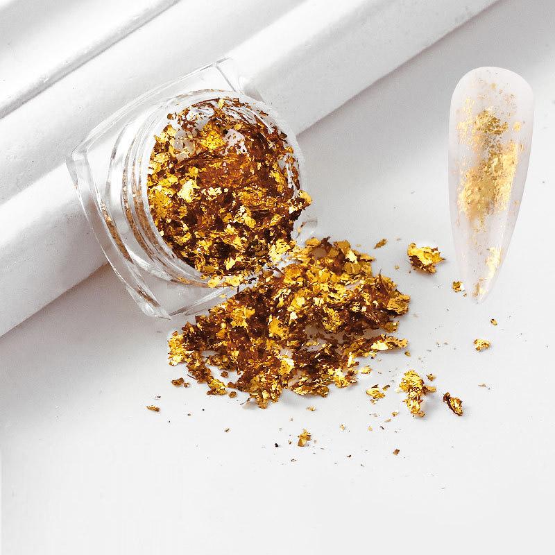 1 PC Sparkly Foil Nails Sequins Irregular Aluminum Gold Design Set Nail Glitter Flakes Gel DIY Manicure Accessories