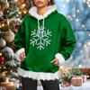 Women's Christmas Casual Fleece-Lined Hoodie With Long Sleeves And Pockets Sweatshirt Top