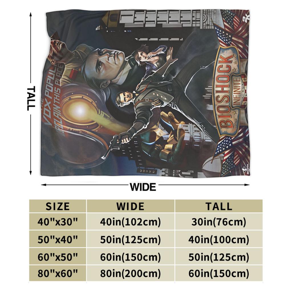B-BioShocks 2 Remastered Flannel Blanket Soft Durable Throw Blanket for Couch Chair Travel Graphic Bedspread Sofa Bed Cover