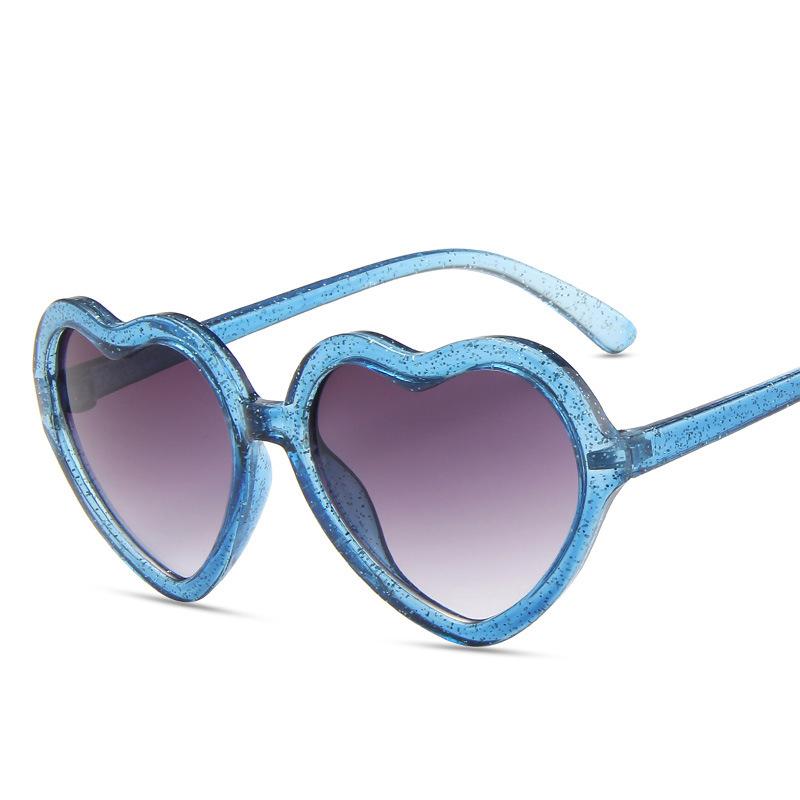 

New Cartoon Lovely Sunglasses Flash Crystal Heart Shape Frame Girls Sun Glasses Round Street Beat Eyeglasses with bag and cloth