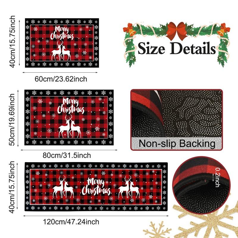 

Plaid Christmas Tree Floor Mat Home Kitchen Absorbent Non-slip Mat Merry Christmas Decoration For Home 2025 Happy New Year 2026 40x60cm
