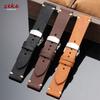 20mm 22mm Handmade Stitching Cowhide Strap with Box 18/19/21mm Matte Leather Watch Band Butterfly Buckle Soft Business Wristband