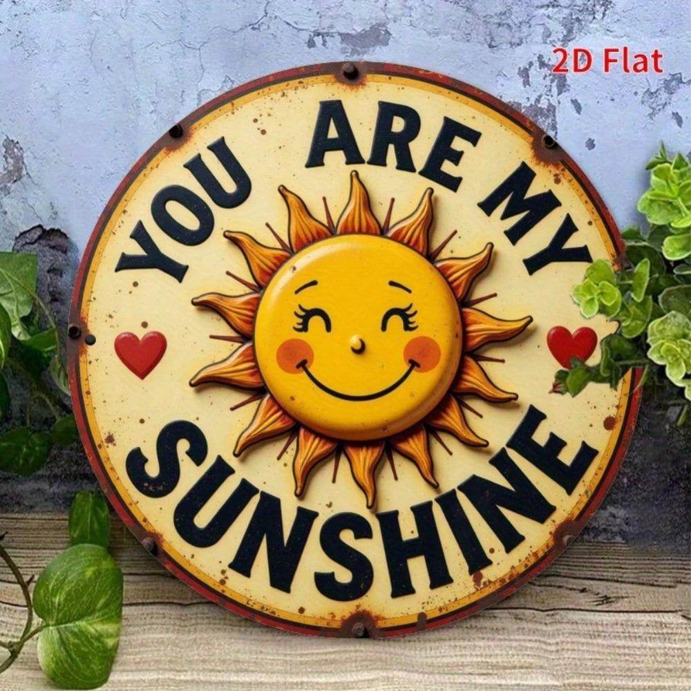 Vintage Round Iron Wall Art You Are My Sunshine Metal Sign Rustic Home Decor Gift
