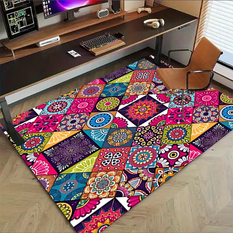 1PC Mandala Patterns Non-Slip Floor Carpet Compatible for Office&Living Room&Bedroom&Dining room - Flat- Soft & Pattern, Vibrant Colors-W261