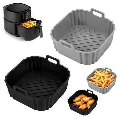Silicone Air Fryer Liners Pot Square Airfryer Basket Plate Cooking Gadgets Reusable Non-stick Pizza Pan Oven Kitchen Accessories