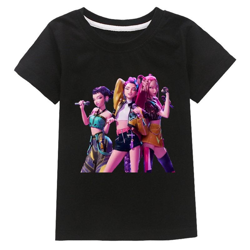 2026 Summer New Fashion Round Neck Demon Hunter K-pop Short Sleeve Shirt Children s Clothing 100